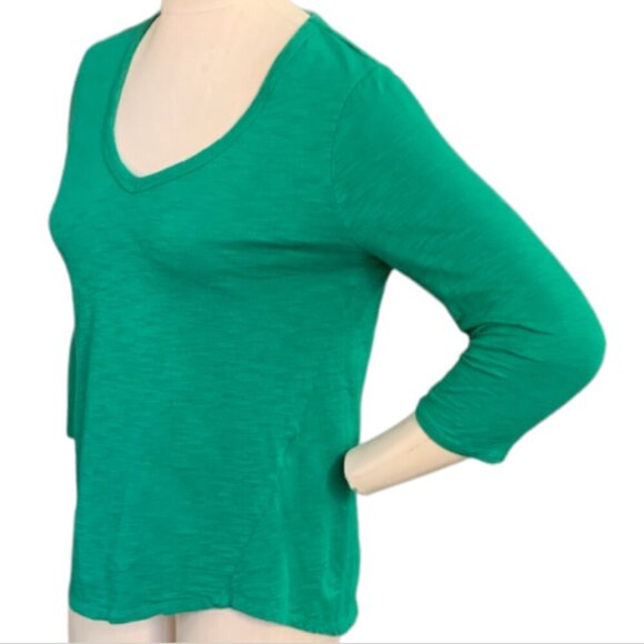 Chico's The Ultimate Tee V-Neck Green Slub Cotton Modal Sz 0 (S/4) #99P - Picture 3 of 7